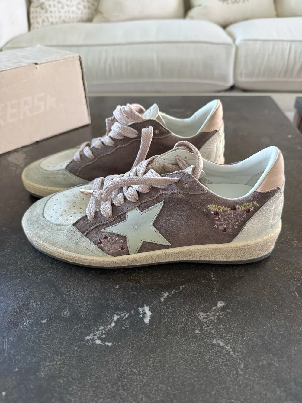 Golden Goose Ball Star Floral Embroidered Sneakers Size 36 | NEW IN BOX - Picture 2 of 10